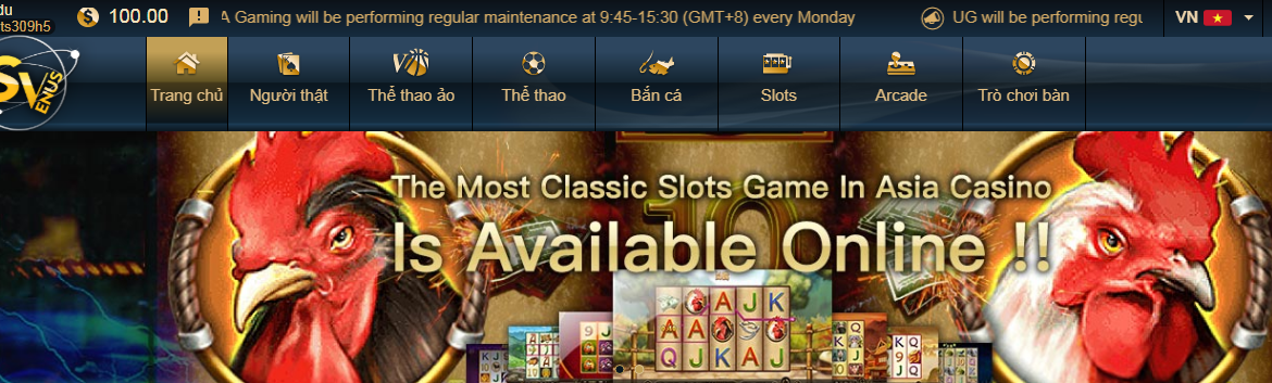 Giao diện trang chủ đá gà SV388